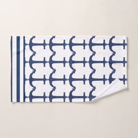 Blauwe marinier Nautical Anchor stripe Bad Handdoek (Handdoek)