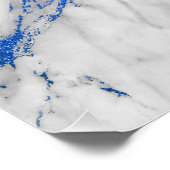 Blauwe marinier Sapphire White Grey Stone Marble Poster (Hoek)