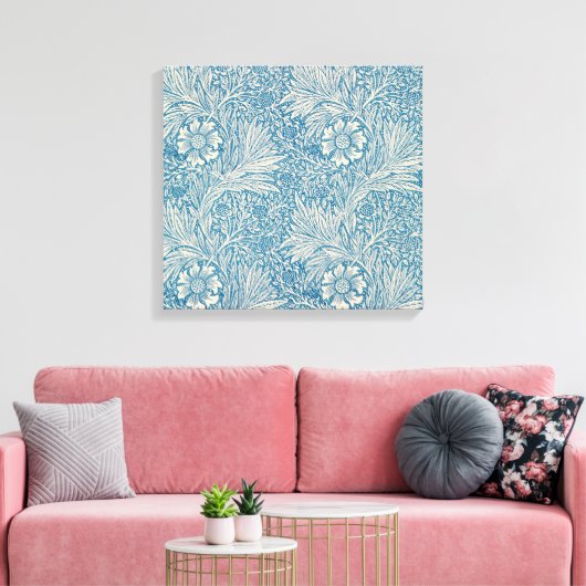 Blauwe mariniers (door William Morris) Canvas Afdruk (Insitu (Woonkamer))
