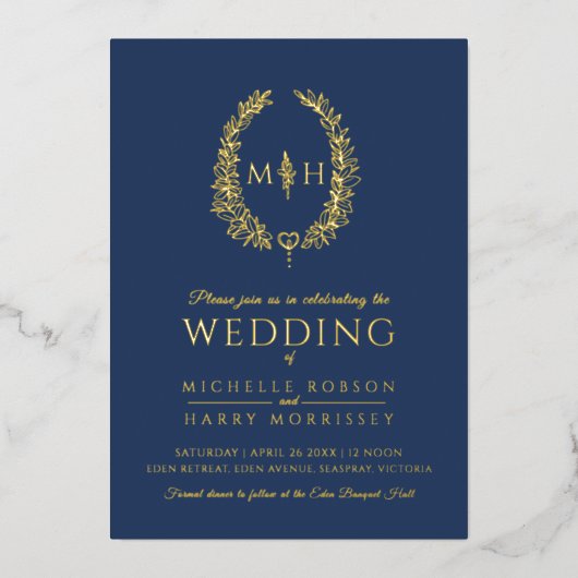 Blauwe mariniers en blanke mariniers folie uitnodiging (Voorkant)