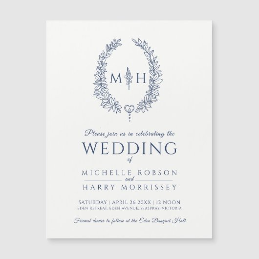 Blauwe mariniers en blanke mariniers magnetische uitnodiging (Voorkant)