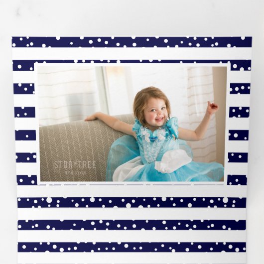 Blauwe mariniers en kerstfeestfoto's drieluik wenskaart (Binnenzijde eerst)