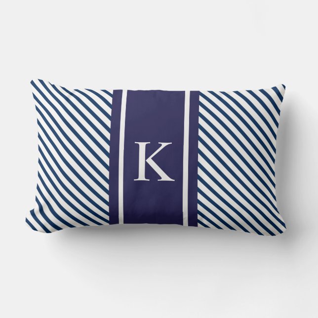 Blauwe mariniers en monogram kussen (Voorkant)