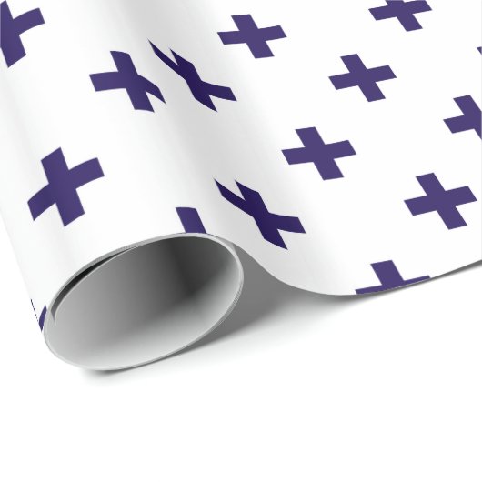 Blauwe mariniers kruisen wit cadeaupapier (Rol Hoek)