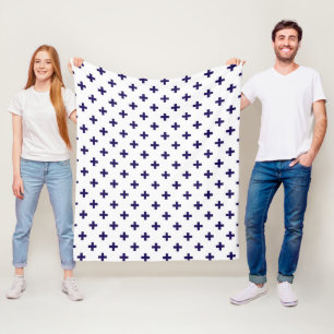 Blauwe mariniers kruisen wit fleece deken
