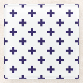 Blauwe mariniers kruisen wit glazen onderzetter