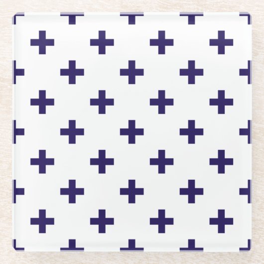 Blauwe mariniers kruisen wit glazen onderzetter (Voorkant)