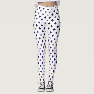 Blauwe mariniers kruisen wit leggings