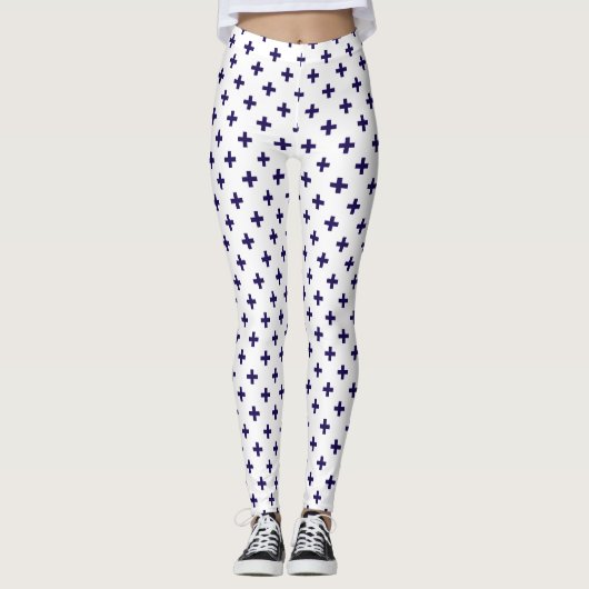 Blauwe mariniers kruisen wit leggings (Voorkant)