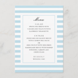 Blauwe maritieme strepen. Moderne gestreepte trouw Menu