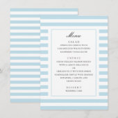 Blauwe maritieme strepen. Moderne gestreepte trouw Menu (Voorkant / Achterkant)