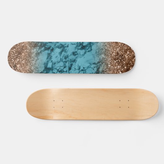 Blauwe Markering en Gouden Glitter Persoonlijk Skateboard (Horizontaal)