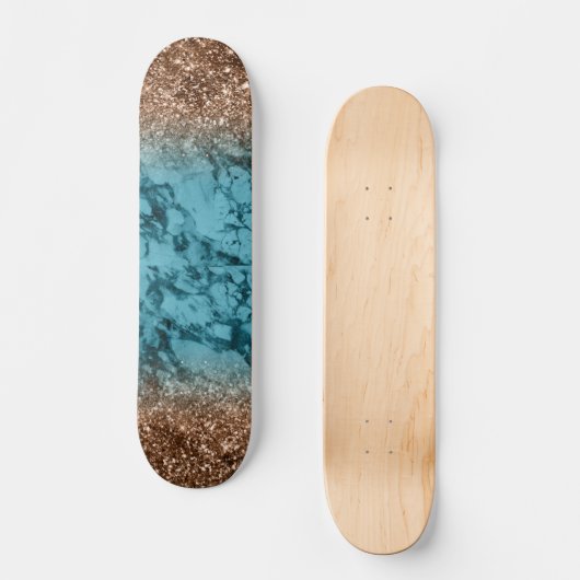 Blauwe Markering en Gouden Glitter Persoonlijk Skateboard (Voorkant)