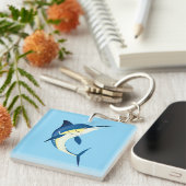 Blauwe Marlijn Acryl Sleutelhanger (Voorkant Rechts)