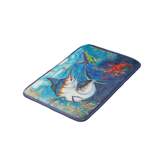 Blauwe marlijn badmat (Gekanteld)