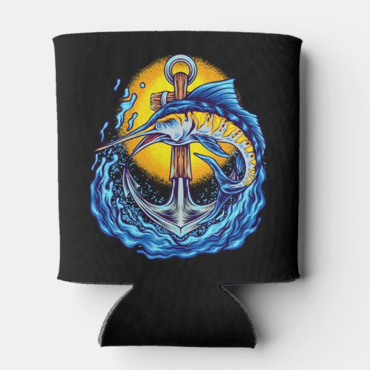 Blauwe marlijn blikjeskoeler (Achterkant)