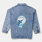Blauwe Marlijn die uit de Oceaan springt Denim Jacket (Achterkant)