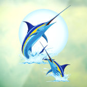 Blauwe Marlijn die uit de Oceaan springt Raamsticker (Vel 3)