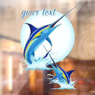 Blauwe Marlijn die uit de Oceaan springt Raamsticker