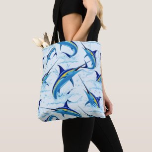 Blauwe Marlijn die uit de Oceaan springt Tote Bag