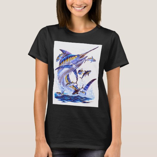 blauwe marlijn en tonijn t-shirt (Voorkant)