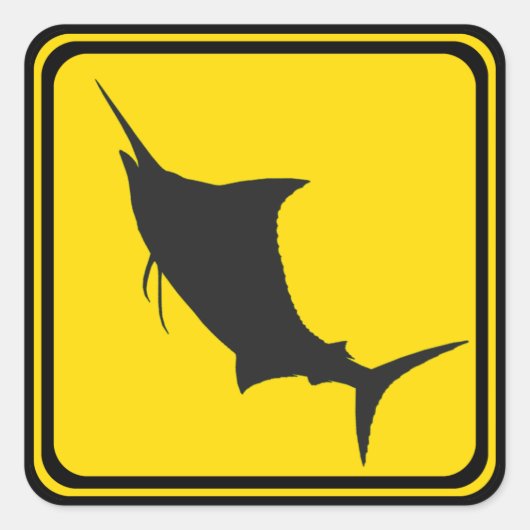 Blauwe marlijn kruising! vierkante sticker (Voorkant)