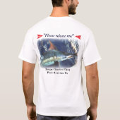 Blauwe marlijn: "Laat me los" T-shirt (Achterkant)