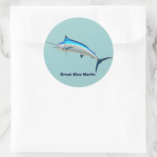 Blauwe marlijn ronde sticker (Tas)