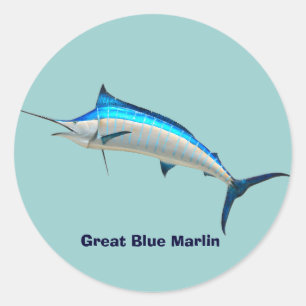 Blauwe marlijn ronde sticker