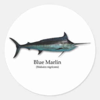 Blauwe marlijn ronde sticker