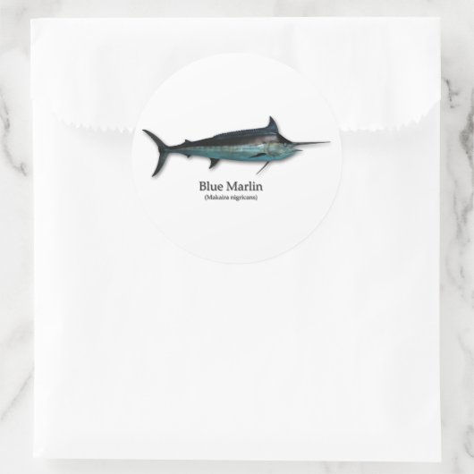 Blauwe marlijn ronde sticker (Tas)