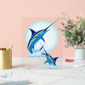 Blauwe Marlijn Springt uit de Oceaan Acryl Bord (Huwelijk)