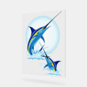 Blauwe Marlijn Springt uit de Oceaan Acryl Bord (Hoek)