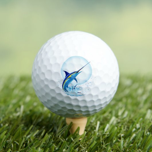 Blauwe Marlijn springt uit de Oceaan Golfballen (Insitu Shirt)