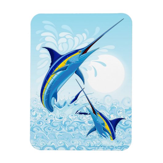 Blauwe Marlijn Springt uit de Oceaan Magneet (Verticaal)
