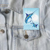 Blauwe Marlijn Springt uit Oceaan Button (Insitu)