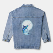 Blauwe Marlijn Springt uit Oceaan Denim Jacket (Achterkant)