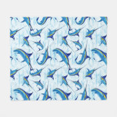 Blauwe Marlijn Springt uit Oceaan Fleece Deken (Voorkant (Horizontaal))