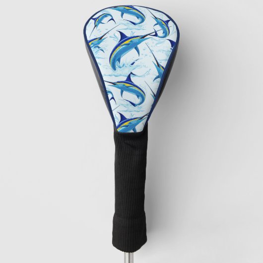 Blauwe Marlijn Springt uit Oceaan Golfheadcover (Voorkant)