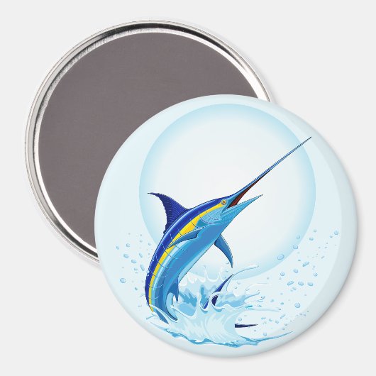 Blauwe Marlijn Springt uit Oceaan Magneet (Voorkant / Achterkant)