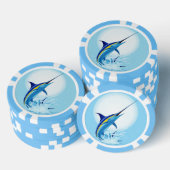 Blauwe Marlijn Springt uit Oceaan Poker Chips (Opstapeling)
