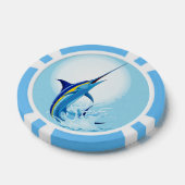 Blauwe Marlijn Springt uit Oceaan Poker Chips (Enkel)