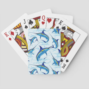 Blauwe Marlijn Springt uit Oceaan Pokerkaarten