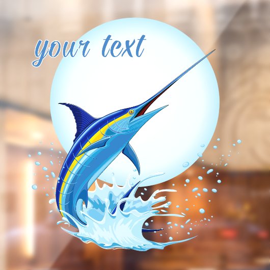 Blauwe Marlijn Springt uit Oceaan Raamsticker (Vel 2)