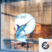 Blauwe Marlijn Springt uit Oceaan Raamsticker (Cafe Raam)