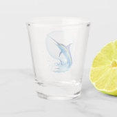 Blauwe Marlijn Springt uit Oceaan Shot Glas (Achterkant)