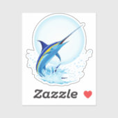Blauwe Marlijn Springt uit Oceaan Sticker (Vel)