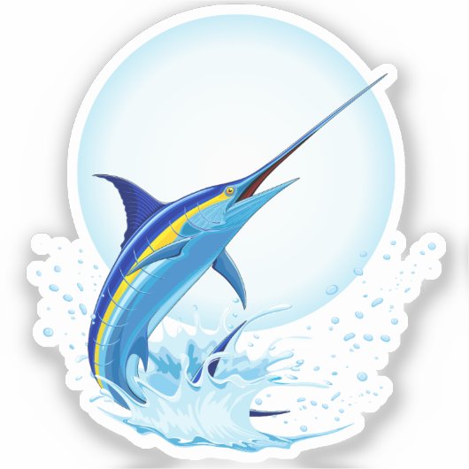 Blauwe Marlijn Springt uit Oceaan Sticker (Voorkant)