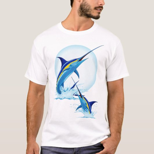 Blauwe Marlijn Springt uit Oceaan T-shirt (Voorkant)