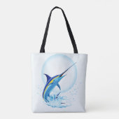 Blauwe Marlijn Springt uit Oceaan Tote Bag (Achterkant)